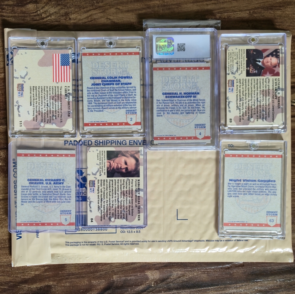 7 Topps 1991 Desert Storm War Cards Including Graded Card - Picture 2 of 15